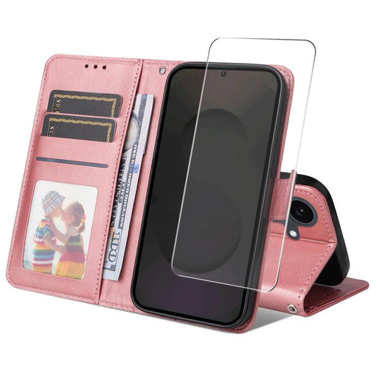 ENKAY Card Wallet Calf Texture Leather Phone Case with Screen Film