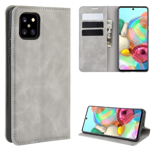 For Galaxy A81 / M60S / Note 10 Lite Retro-skin Business Magnetic Suction Leather Case with Holder & Card Slots & Wallet