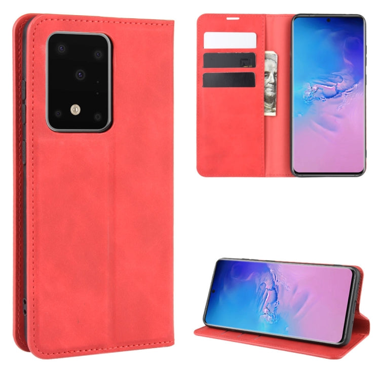 For Galaxy S11 Plus Retro-skin Business Magnetic Suction Leather Case with Holder & Card Slots & Wallet