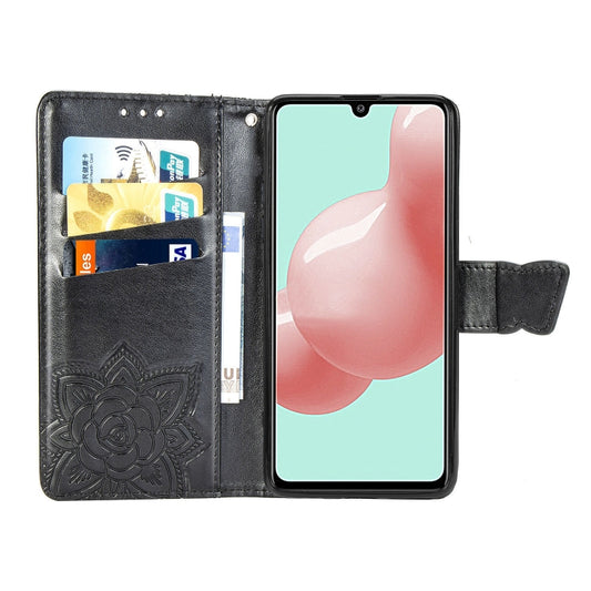 For Galaxy A41 Butterfly Love Flower Embossed Horizontal Flip Leather Case with Bracket / Card Slot / Wallet / Lanyard