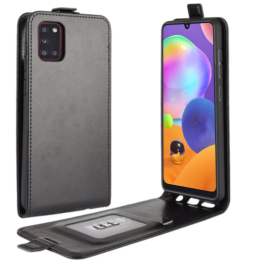 For Galaxy A31 R64 Texture Single Vertical Flip Leather Protective Case with Card Slots & Photo Frame