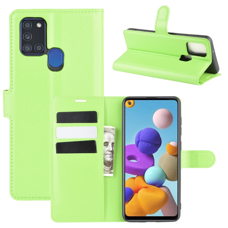 For Galaxy A21S Litchi Texture Horizontal Flip Protective Case with Holder & Card Slots & Wallet