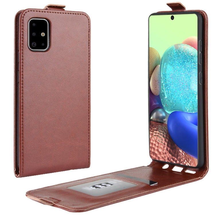 For Galaxy A71 5G R64 Texture Single Vertical Flip Leather Protective Case with Card Slots & Photo Frame