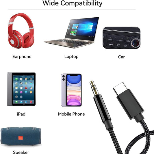 USB C to 3.5 mm Audio AUX Stereo Jack Cable