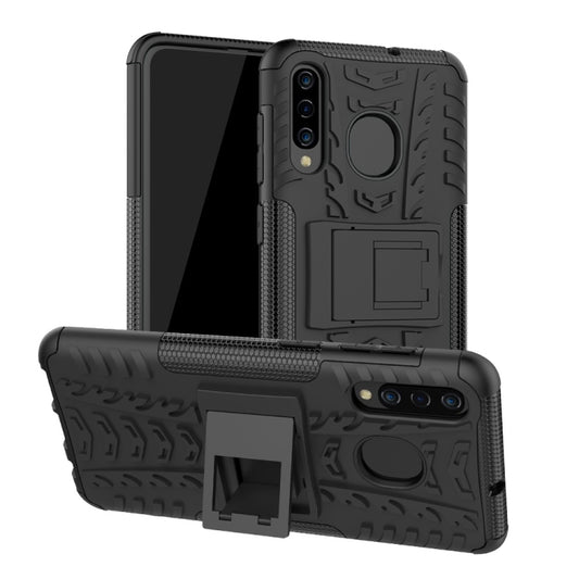 Tire Texture TPU+PC Shockproof Phone Case for Galaxy A50 / A20 / A30, with Holder, For Galaxy A50