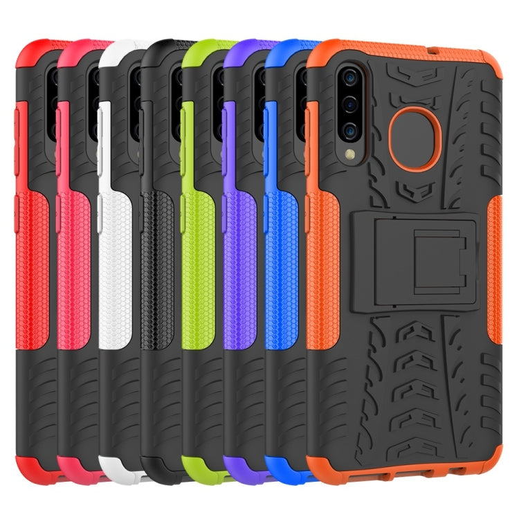 Tire Texture TPU+PC Shockproof Phone Case for Galaxy A50 / A20 / A30, with Holder, For Galaxy A50