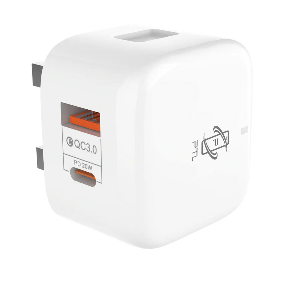 20W USB & USB-C Charger,Super Fast Dual-Port Wall Charger PC, PD, GaN, 20W, 3A Max