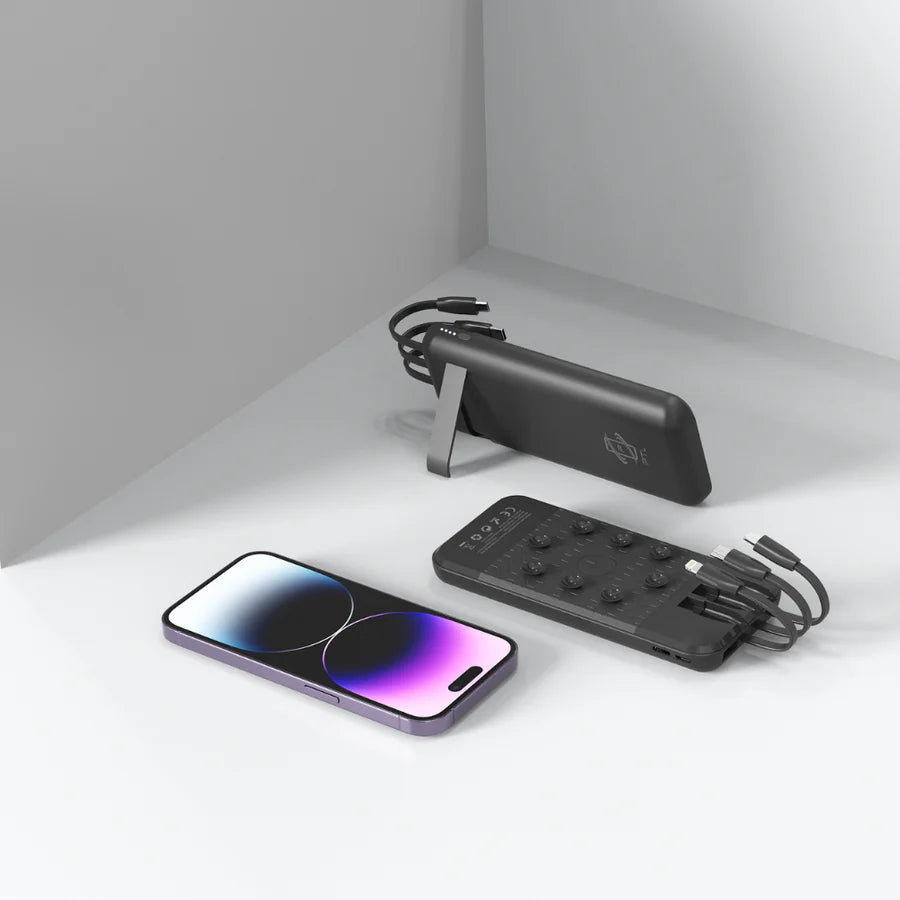2-in-1 Wireless Power Bank – 12,000mAh Portable Charger with 5W Fast Charging & Adjustable Stand