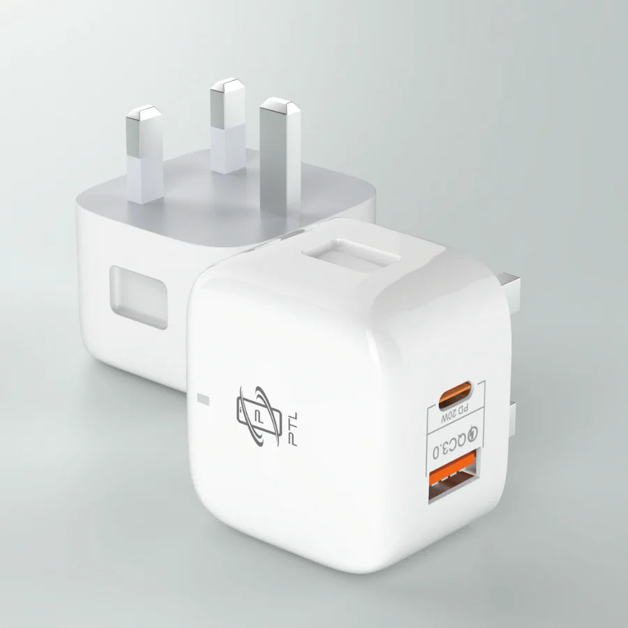 20W USB & USB-C Charger,Super Fast Dual-Port Wall Charger PC, PD, GaN, 20W, 3A Max