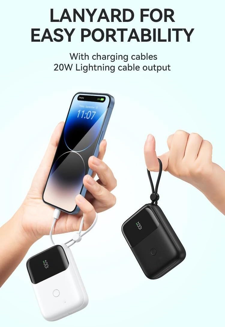 Universal 22.5W Fast Charging Power Bank 10000mAh – LED Display & Built-in Cable