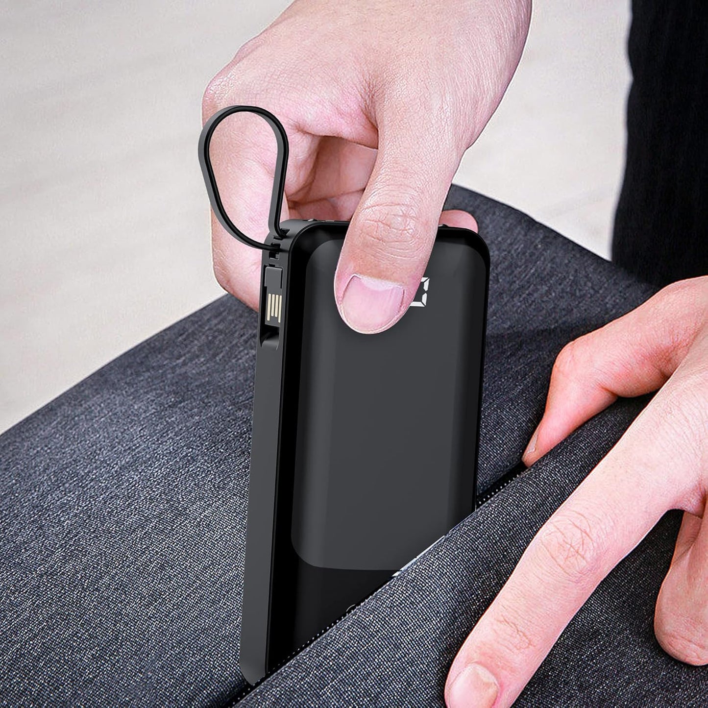 20000mAh Portable Power Bank with 4 Built-in Cables and 6 Outputs for iPhone/Samsung