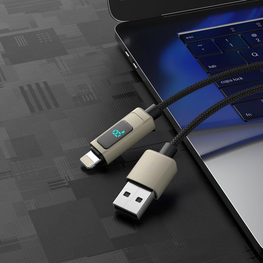 USB A to iPhone 14 pro max 13 12 11 XR XS X, Airpods, iPad Fast Charging Cable with Digital Display