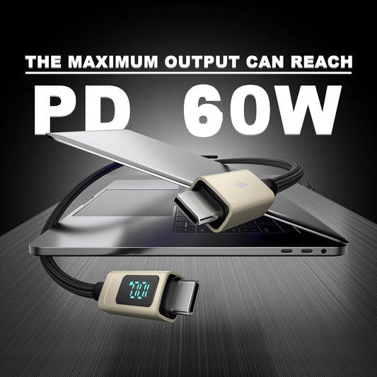 Universal Ultra Fast USB C to C Charging Cable with Digital Display