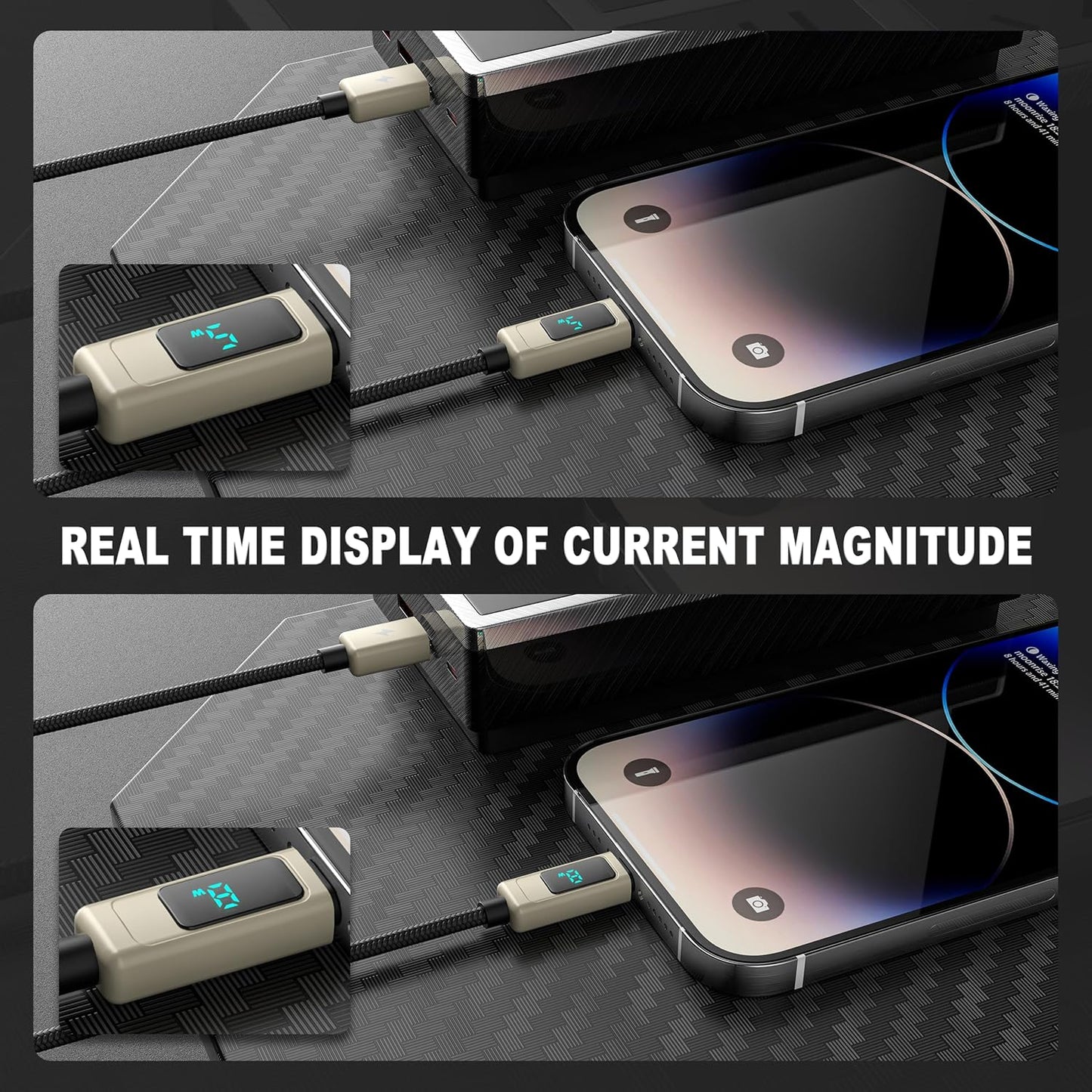 USB A to iPhone 14 pro max 13 12 11 XR XS X, Airpods, iPad Fast Charging Cable with Digital Display