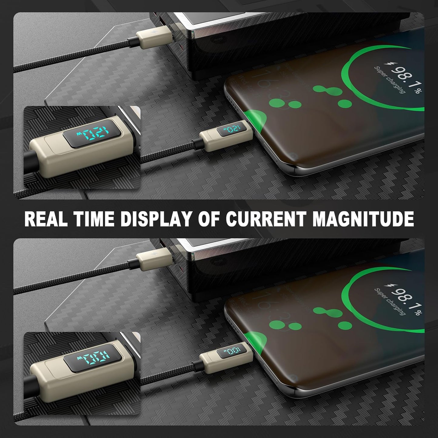 Ultra Fast USB to USB C Charger Cable with Intelligent Digital Display 8W