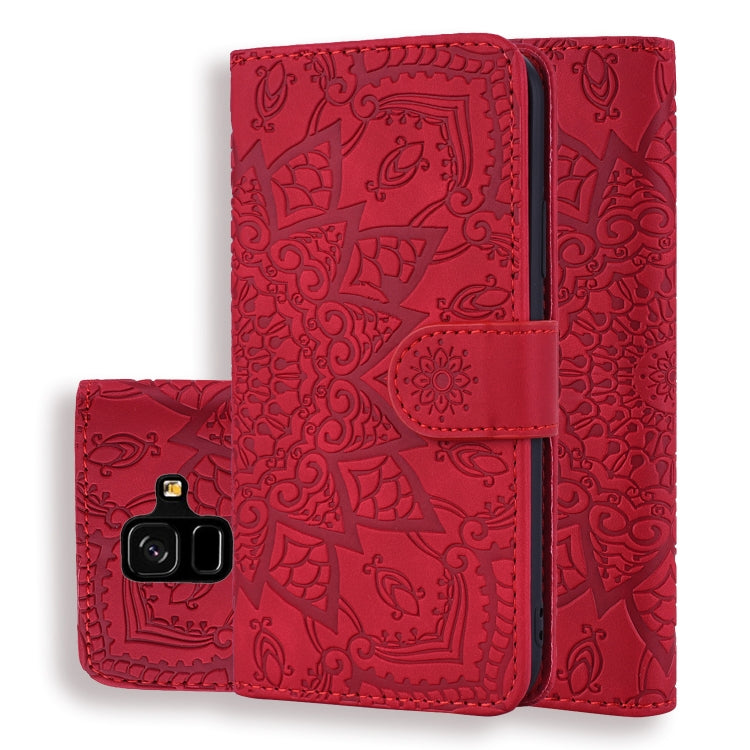 Calf Pattern Double Folding Design Embossed Leather Case with Wallet & Holder & Card Slots, for Galaxy A5 (2018) / A8 (2018), for Galaxy A6 (2018), for Galaxy J8 (2018) / A6+ (2018), for Galaxy A7 (2018), for Galaxy A9 (2018), for Galaxy M10 / A10�����...
