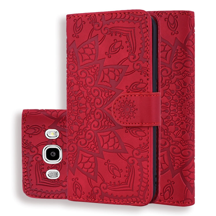 Calf Pattern Double Folding Design Embossed Leather Case with Wallet & Holder & Card Slots, for Galaxy A5 (2018) / A8 (2018), for Galaxy A6 (2018), for Galaxy J8 (2018) / A6+ (2018), for Galaxy A7 (2018), for Galaxy A9 (2018), for Galaxy M10 / A10�����...