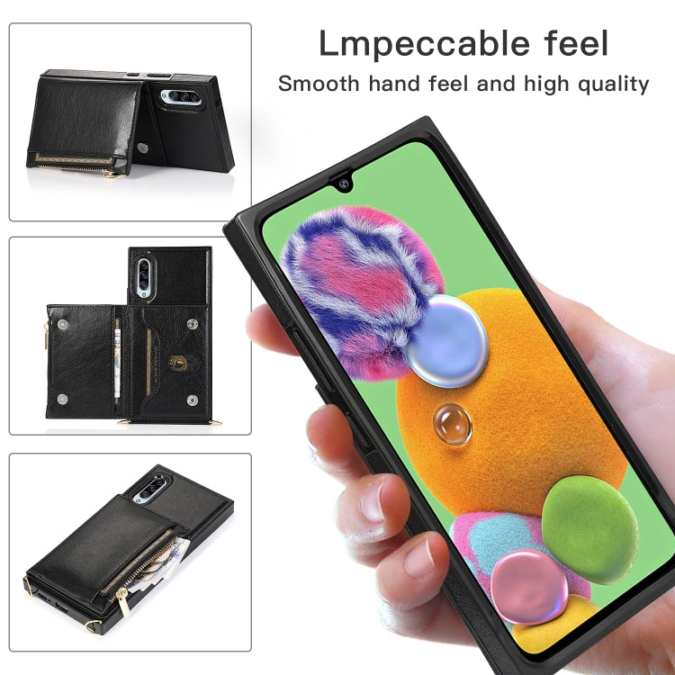 Square Zipper Wallet Bag TPU+PU Back Cover Case with Holder & Card Slots & Wallet & Cross-body Strap, For Samsung Galaxy A90 5G, For Samsung Galaxy Note9, For Samsung Galaxy Note10, For Samsung Galaxy Note10 Pro, For Samsung Galaxy S9������������������...