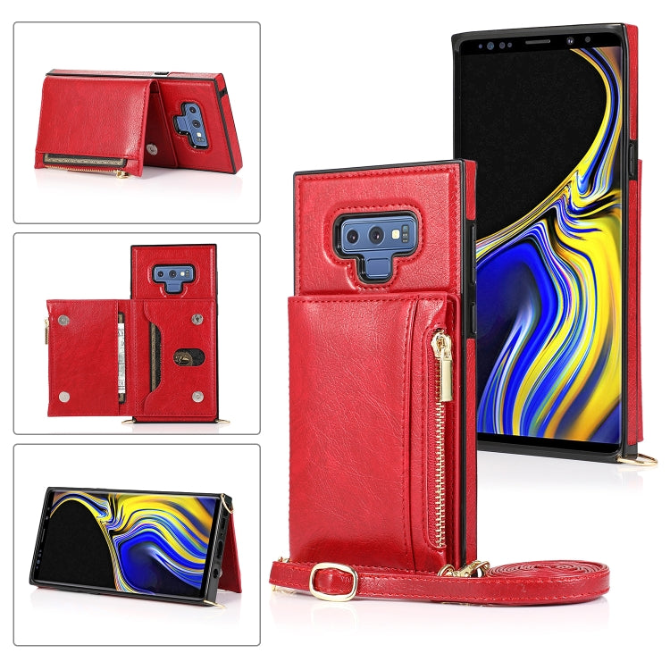 Square Zipper Wallet Bag TPU+PU Back Cover Case with Holder & Card Slots & Wallet & Cross-body Strap, For Samsung Galaxy A90 5G, For Samsung Galaxy Note9, For Samsung Galaxy Note10, For Samsung Galaxy Note10 Pro, For Samsung Galaxy S9������������������...