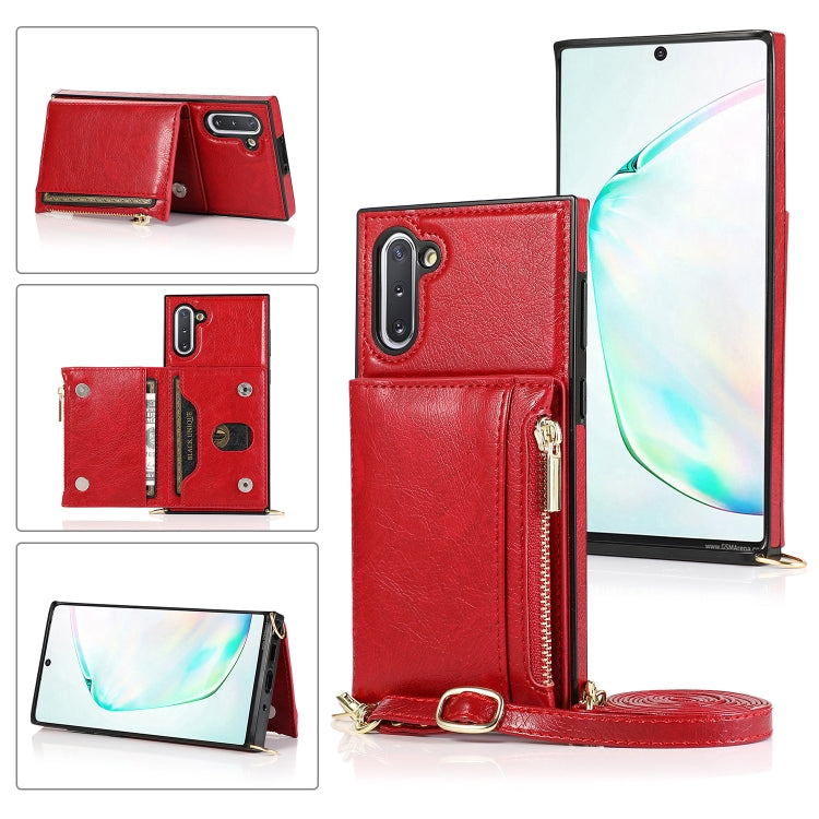 Square Zipper Wallet Bag TPU+PU Back Cover Case with Holder & Card Slots & Wallet & Cross-body Strap, For Samsung Galaxy A90 5G, For Samsung Galaxy Note9, For Samsung Galaxy Note10, For Samsung Galaxy Note10 Pro, For Samsung Galaxy S9������������������...