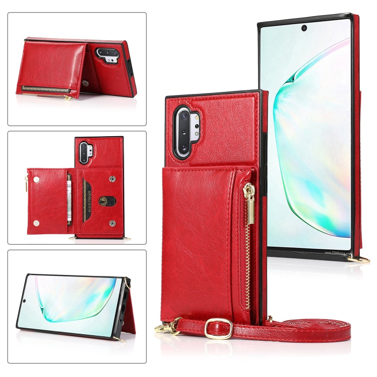 Square Zipper Wallet Bag TPU+PU Back Cover Case with Holder & Card Slots & Wallet & Cross-body Strap, For Samsung Galaxy A90 5G, For Samsung Galaxy Note9, For Samsung Galaxy Note10, For Samsung Galaxy Note10 Pro, For Samsung Galaxy S9������������������...