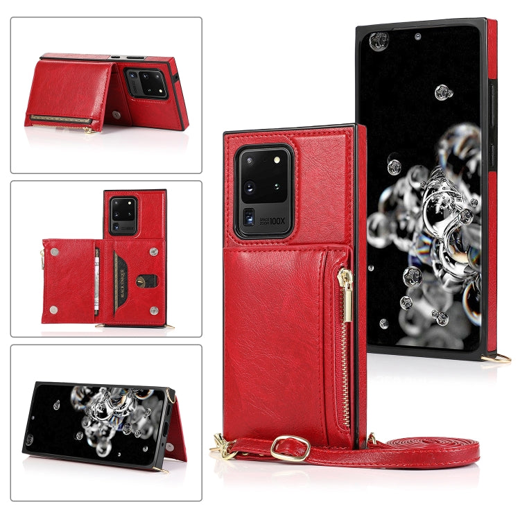 Square Zipper Wallet Bag TPU+PU Back Cover Case with Holder & Card Slots & Wallet & Cross-body Strap, For Samsung Galaxy A90 5G, For Samsung Galaxy Note9, For Samsung Galaxy Note10, For Samsung Galaxy Note10 Pro, For Samsung Galaxy S9������������������...