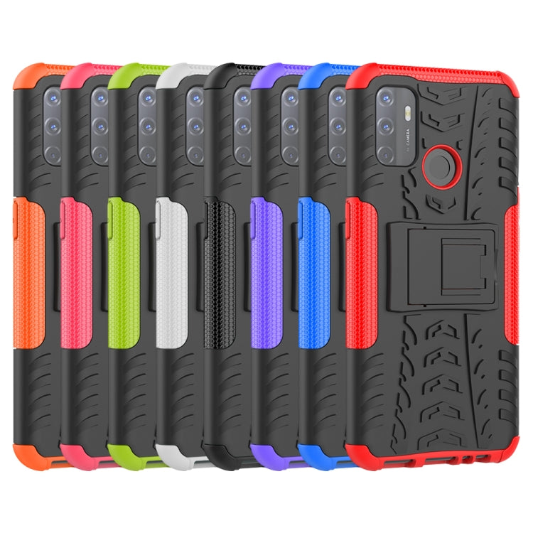 Tire Texture Shockproof TPU+PC Protective Case with Holder, For OPPO A53 / A32, For vivo Y50