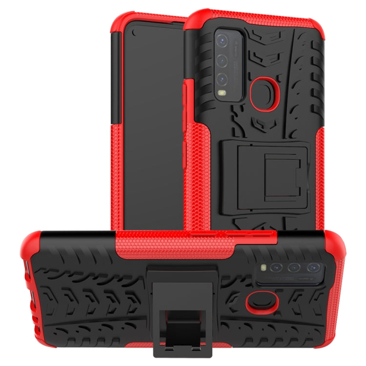 Tire Texture Shockproof TPU+PC Protective Case with Holder, For OPPO A53 / A32, For vivo Y50