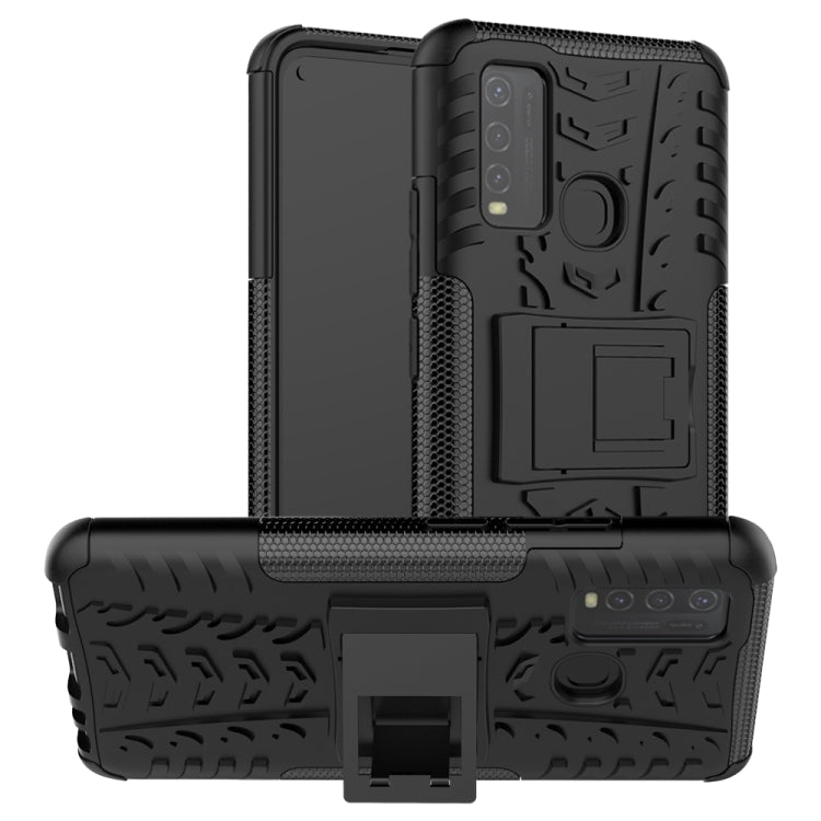 Tire Texture Shockproof TPU+PC Protective Case with Holder, For OPPO A53 / A32, For vivo Y50