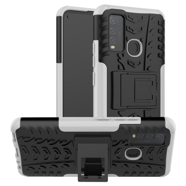 Tire Texture Shockproof TPU+PC Protective Case with Holder, For OPPO A53 / A32, For vivo Y50
