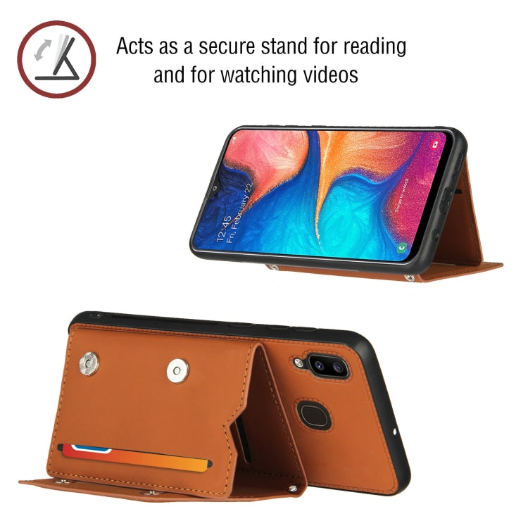 Skin Feel PU + TPU + PC Back Cover Shockproof Case with Card Slots & Holder & Photo Frame, For Samsung Galaxy A20 & A30, For Samsung Galaxy A31, For Samsung Galaxy A51, For Samsung Galaxy M51, For Samsung Galaxy M80s & A91, For Samsung Galaxy S20+
