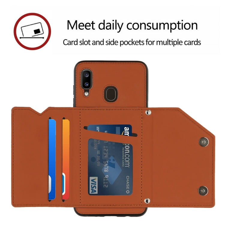 Skin Feel PU + TPU + PC Back Cover Shockproof Case with Card Slots & Holder & Photo Frame, For Samsung Galaxy A20 & A30, For Samsung Galaxy A31, For Samsung Galaxy A51, For Samsung Galaxy M51, For Samsung Galaxy M80s & A91, For Samsung Galaxy S20+