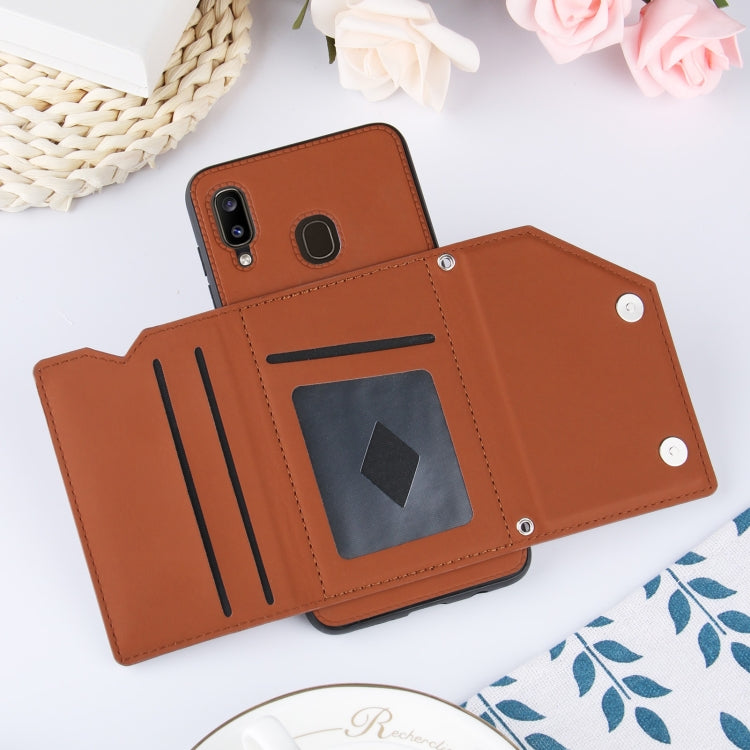 Skin Feel PU + TPU + PC Back Cover Shockproof Case with Card Slots & Holder & Photo Frame, For Samsung Galaxy A20 & A30, For Samsung Galaxy A31, For Samsung Galaxy A51, For Samsung Galaxy M51, For Samsung Galaxy M80s & A91, For Samsung Galaxy S20+
