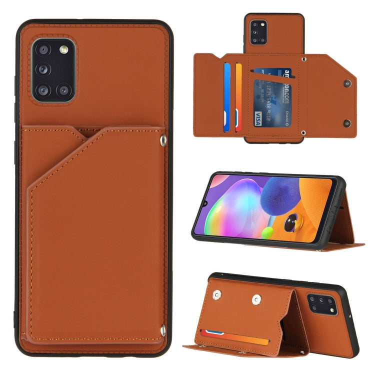 Skin Feel PU + TPU + PC Back Cover Shockproof Case with Card Slots & Holder & Photo Frame, For Samsung Galaxy A20 & A30, For Samsung Galaxy A31, For Samsung Galaxy A51, For Samsung Galaxy M51, For Samsung Galaxy M80s & A91, For Samsung Galaxy S20+