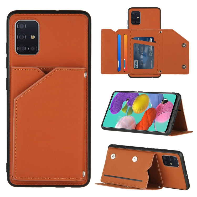 Skin Feel PU + TPU + PC Back Cover Shockproof Case with Card Slots & Holder & Photo Frame, For Samsung Galaxy A20 & A30, For Samsung Galaxy A31, For Samsung Galaxy A51, For Samsung Galaxy M51, For Samsung Galaxy M80s & A91, For Samsung Galaxy S20+
