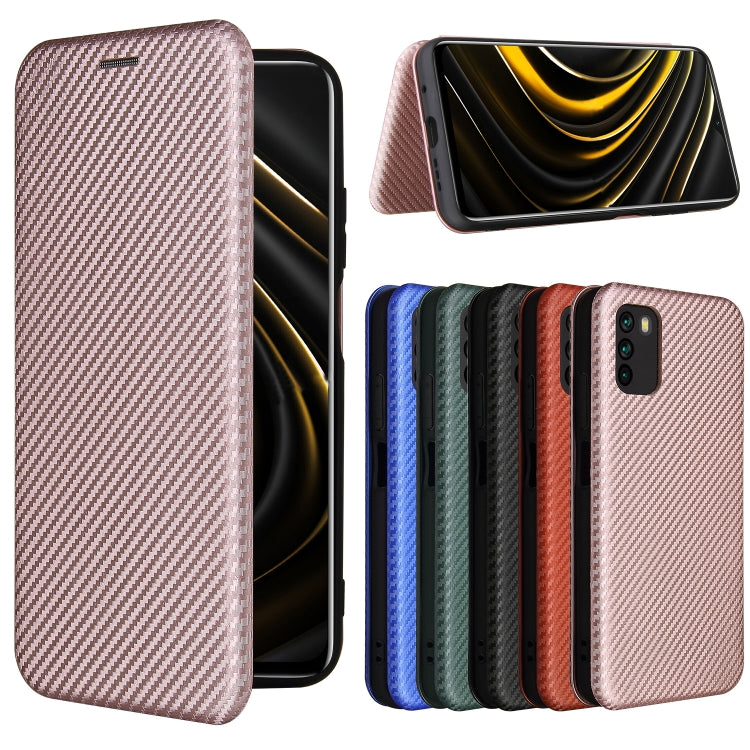Carbon Fiber Texture Magnetic Horizontal Flip TPU + PC + PU Leather Case with Card Slot, For Xiaomi Poco M3, For Samsung Galaxy A02s, For Xiaomi Redmi Note 9 5G, For Xiaomi Redmi Note 9 4G