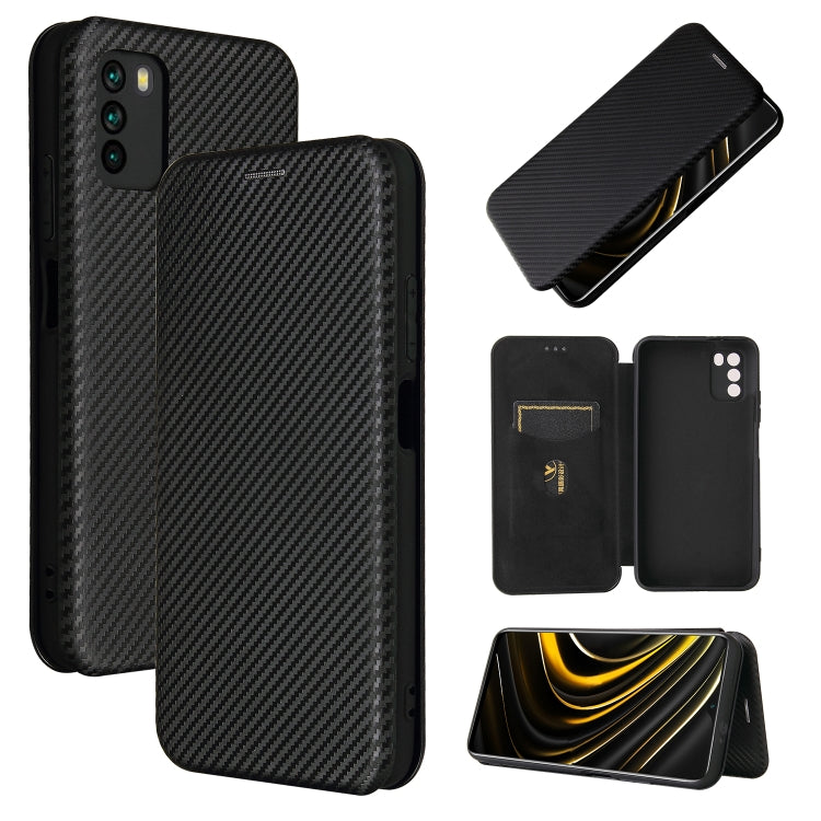 Carbon Fiber Texture Magnetic Horizontal Flip TPU + PC + PU Leather Case with Card Slot, For Xiaomi Poco M3, For Samsung Galaxy A02s, For Xiaomi Redmi Note 9 5G, For Xiaomi Redmi Note 9 4G
