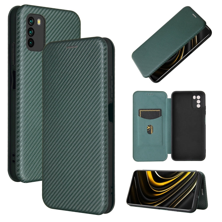 Carbon Fiber Texture Magnetic Horizontal Flip TPU + PC + PU Leather Case with Card Slot, For Xiaomi Poco M3, For Samsung Galaxy A02s, For Xiaomi Redmi Note 9 5G, For Xiaomi Redmi Note 9 4G