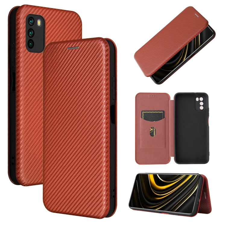 Carbon Fiber Texture Magnetic Horizontal Flip TPU + PC + PU Leather Case with Card Slot, For Xiaomi Poco M3, For Samsung Galaxy A02s, For Xiaomi Redmi Note 9 5G, For Xiaomi Redmi Note 9 4G