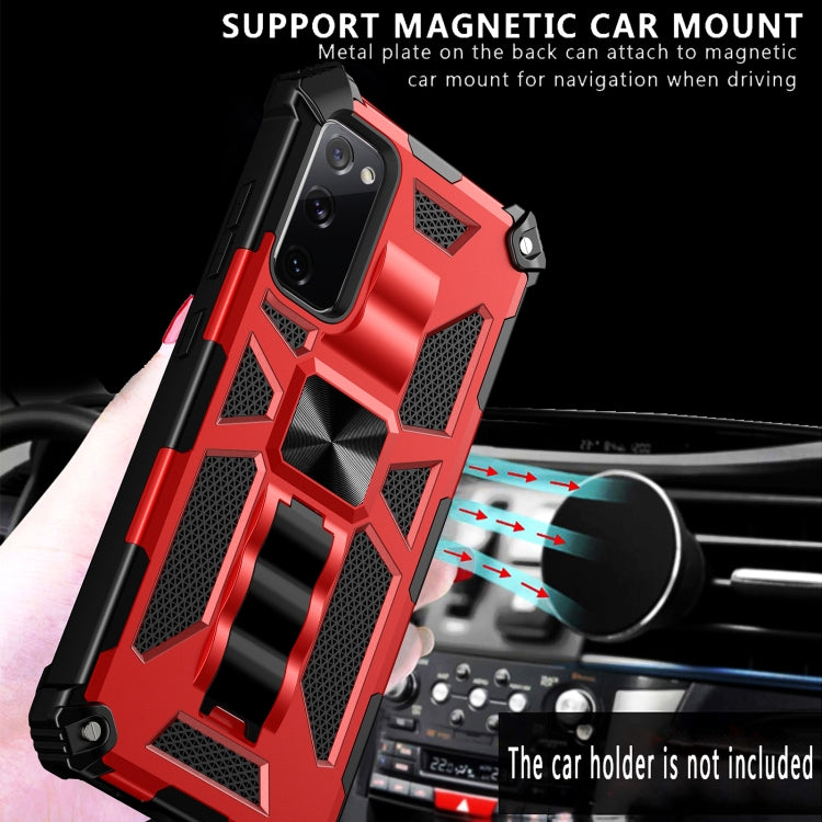 Shockproof TPU + PC Magnetic Protective Case with Holder, For Samsung Galaxy S20 FE