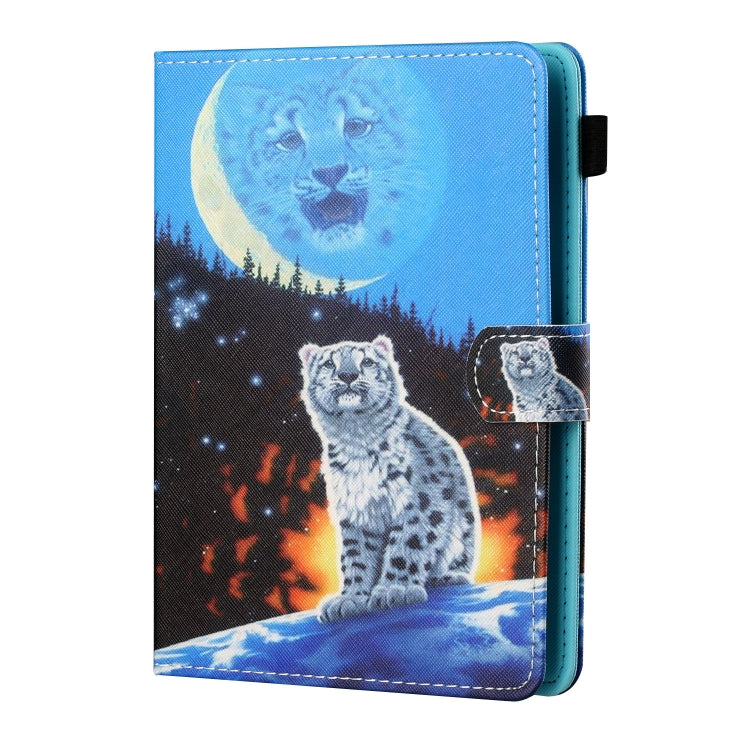 Sewing Thread Horizontal Painted Flat Leather Case with Pen Cover & Anti Skid Strip & Card Slot & Holder