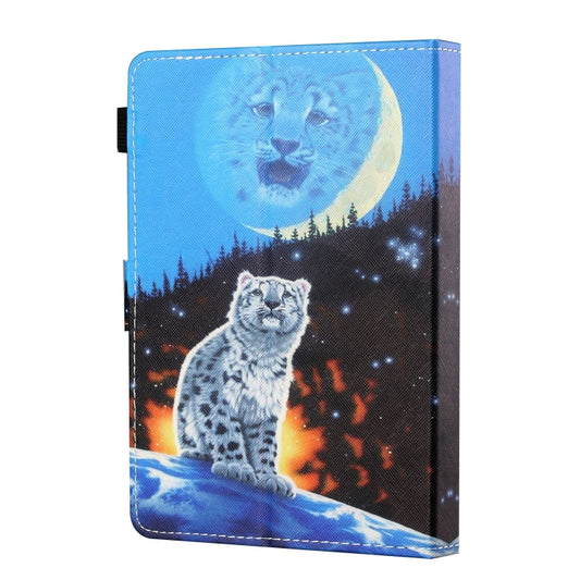 Sewing Thread Horizontal Painted Flat Leather Case with Pen Cover & Anti Skid Strip & Card Slot & Holder