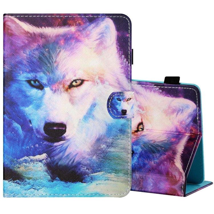 Sewing Thread Horizontal Painted Flat Leather Case with Pen Cover & Anti Skid Strip & Card Slot & Holder