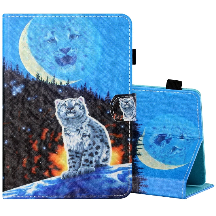 Sewing Thread Horizontal Painted Flat Leather Case with Pen Cover & Anti Skid Strip & Card Slot & Holder