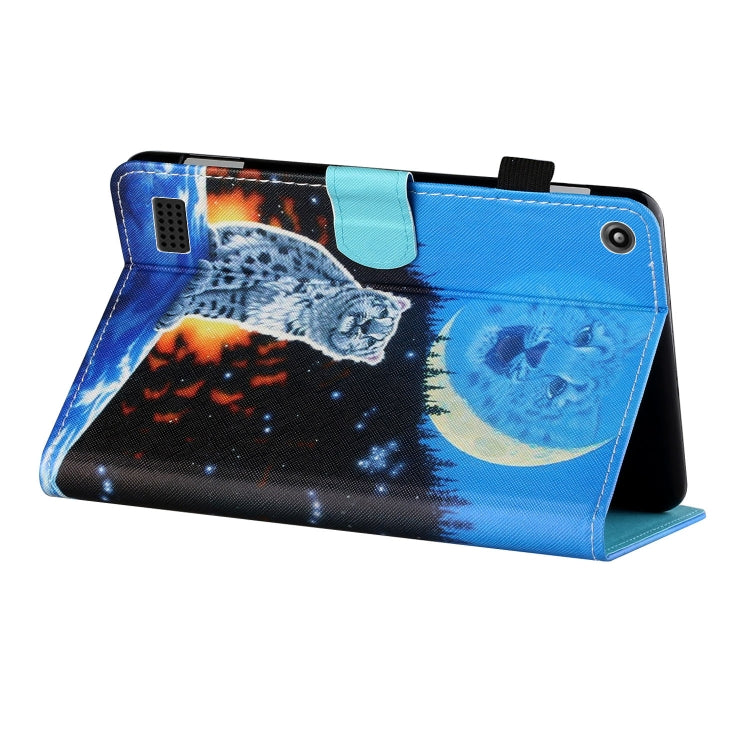 Sewing Thread Horizontal Painted Flat Leather Case with Pen Cover & Anti Skid Strip & Card Slot & Holder