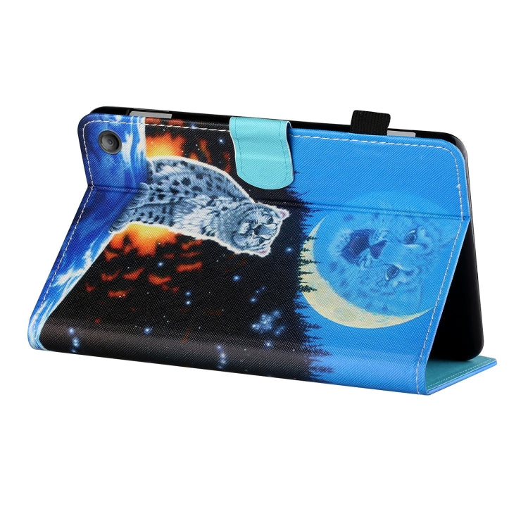 Sewing Thread Horizontal Painted Flat Leather Case with Pen Cover & Anti Skid Strip & Card Slot & Holder & Sleep / Wake-up Function