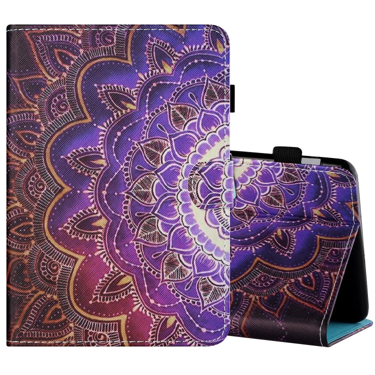 Sewing Thread Horizontal Painted Flat Leather Case with Pen Cover & Anti Skid Strip & Card Slot & Holder & Sleep / Wake-up Function