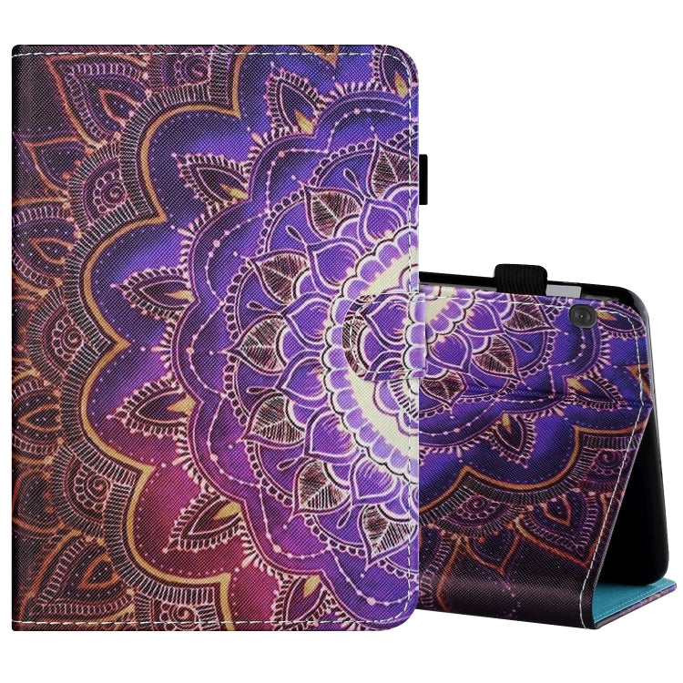 Sewing Thread Horizontal Painted Flat Leather Case with Pen Cover & Anti Skid Strip & Card Slot & Holder & Sleep / Wake-up Function