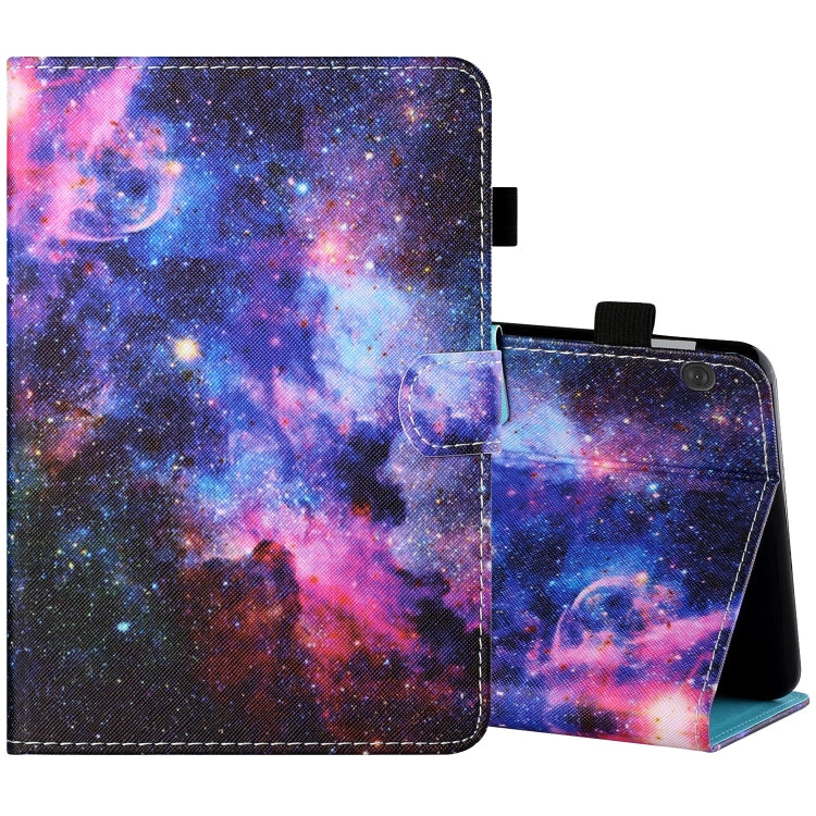 Sewing Thread Horizontal Painted Flat Leather Case with Pen Cover & Anti Skid Strip & Card Slot & Holder & Sleep / Wake-up Function