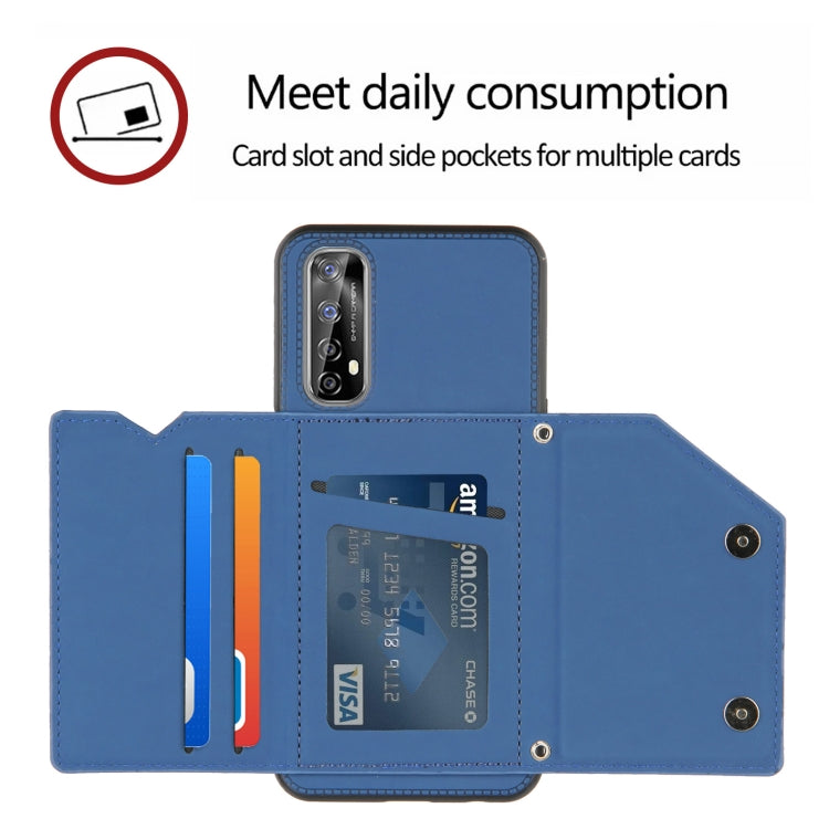 Skin Feel PU + TPU + PC Back Cover Shockproof Case with Card Slots & Holder & Photo Frame, For OPPO Realme 7, For Samsung Galaxy A50 & A30s & A50s, For OPPO Realme C11, For Samsung Galaxy A70 & A70s, For OPPO Realme C15, For Samsung Galaxy M60s & A81��...